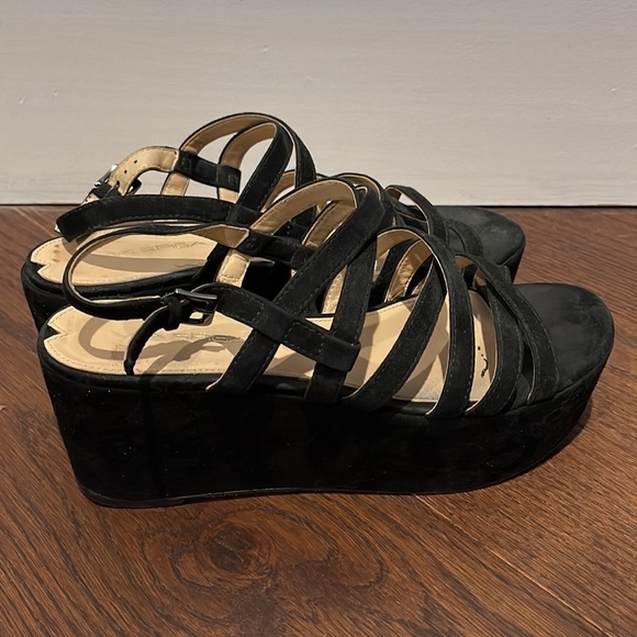 Via Spiga Black Suede Platform Sandals Size 8 - Picture 3 of 5